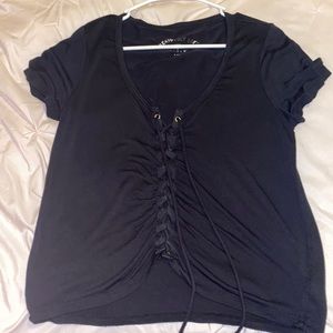aeropostal black tie up tee